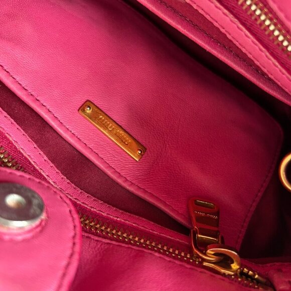 MIU MIU TWO-WAY NAPPA MATELASSE FUSCHIA HANDBAG - Picture 9 of 10